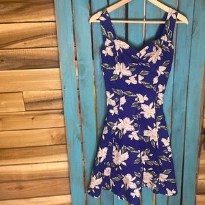 Vintage Jade Fashions Hawaiian cotton dress size L made in Hawaii blue floral